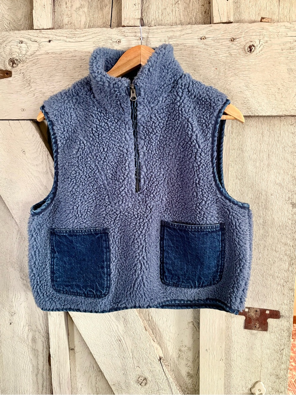 Madewell shearling denim pocket pullover